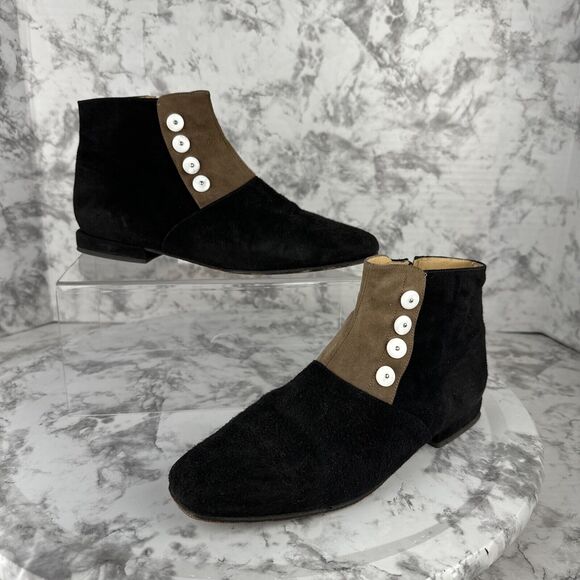 Sigerson Morrison Two Tone Vintage Victorian Style Button Shoe Bootie Size 7.5 - Picture 1 of 9